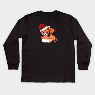 Red Panda Salmon Sushi Christmas Kids Long Sleeve T-Shirt